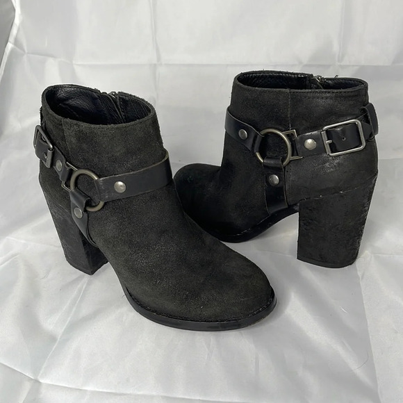 ASH Falcon Harness Moto Ankle Boots Black  Brushed Leather Chunky Heels 38 8 - Picture 15 of 15